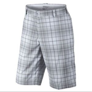 NIKE GOLF Dry Fit Tartan shorts white gray plaid golfing performance shorts - 38